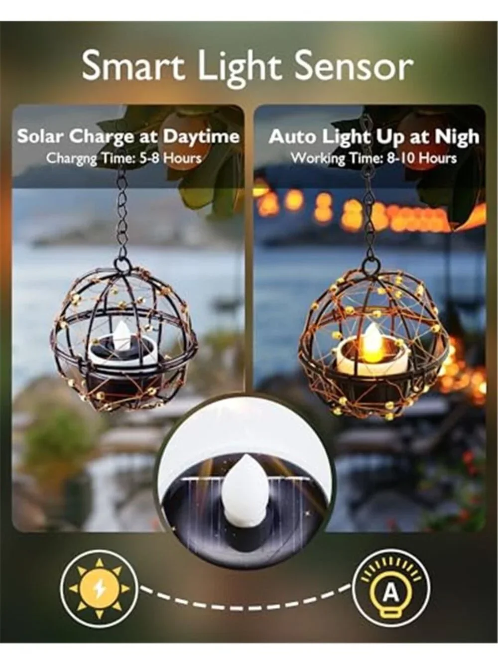 Solar Tea Lights Outdoor Waterproof LED Flameless Candles Warm White Flickering